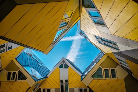 ROTTERDAM, NETHERLANDS, MAY 11, 2017: Cube houses, innovative cube-shaped houses designed by
