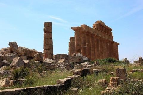 Selinunte, remains of the temples of the acropolis in the archaeological site of Selinunte, Trapani