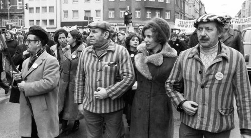 Organisations of French Jews and German Nazi victims demonstrated for a conviction of Gestapo and