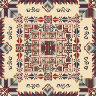 Embroidery Tatreez pattern, Palestinian fashion vector ornament