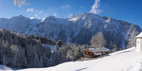 Winter landscape, Gerstruben, a former mountain farming village in the Dietersbach valley near