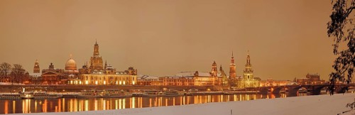 Dresden silhouette in winter