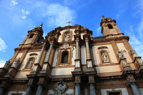 Old Town of Palermo, Church of San Domenico in Piazza San Dominica, Sicily, Italy, Europe