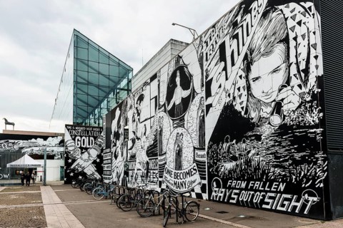 Painted house facade, Museum of Modern and Contemporary Art, Musée d'Art Moderne et Contemporain de