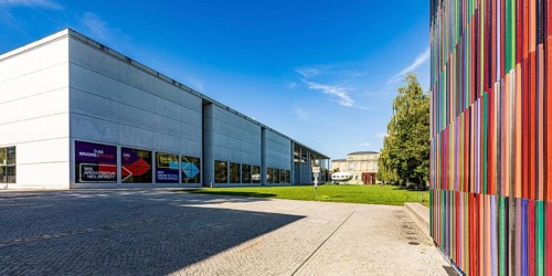 Pinakothek der Moderne and Museum Brandhorst façade in the Kunstareal Munich, Munich, Bavaria,
