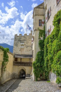 Castle courtyard, Churburg Castle, Schluderns, South Tyrol, Italy, Europe