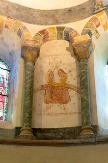 Biozat painted church. Saint Symphorien church. Choir murals. Allier department, Auvergne Rhone