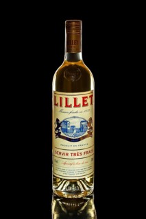 Minsk, Belarus, April 5, 2018, bottle of flavored wine Lillet isolated on black, Europe