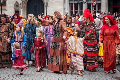 BRUGES, BELGIUM, MAY 17: Annual Procession of the Holy Blood on Ascension Day. Locals perform an