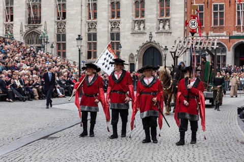 BRUGES, BELGIUM, MAY 17: Annual Procession of the Holy Blood on Ascension Day. Locals perform an