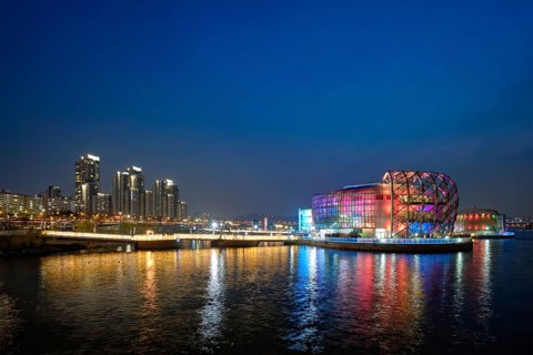 SEOUL, SOUTH KOREA, APRIL 7, 2017: Some Sevit culture complex on artificial floating islands