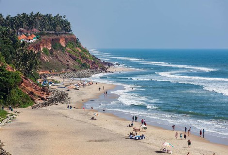VARKALA, INDIA, FEBRUARY 22, 2013: One of India finest beaches, Varkala beach, Kerala, India, Asia