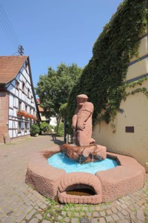 Fischergasse with Fischerbrunnen in Lohr am Main, Lower Franconia, Franconia, Spessart, Bavaria,