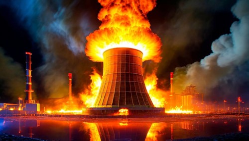 Symbolic image, environmental disaster, explosion in a nuclear reactor in a nuclear power plant,