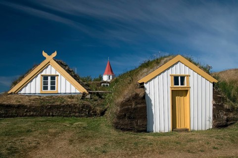 Sod houses, Museum, Laufas, Iceland, Europe