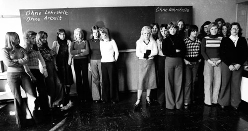 These girls, students of the Women's Vocational School in Gelsenkirchen, are all without