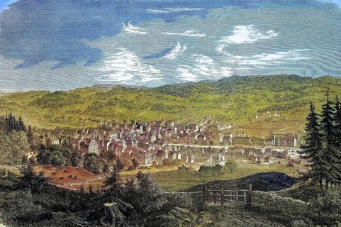 La Chaux-de-Fonds, Town in the Canton of Neuchâtel, 1869, Switzerland, Historic, digitally restored