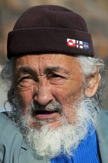 Portrait of elderly Inuit man from Uummannaq, North-Greenland, Greenland, North America