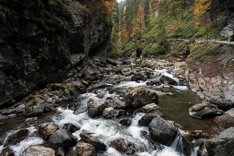 River Breitach and Breitachklamm gorge near Oberstdorf, Oberallgäu, Allgäu, Bavaria, Germany,