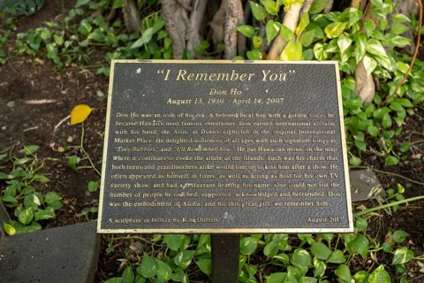 Don Ho Statue Info Board, Waikiki Beach, Honolulu, Oahu, Hawaii, USA, North America
