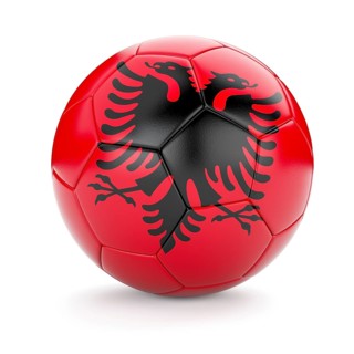 Albania soccer football ball with Albanian flag isolated on white background