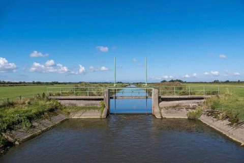 Drainage canal, Föhr Island, North Frisia, Schleswig-Holstein, Germany, Europe