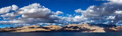 Himalayan lake Tso Moriri on sunset, Korzok, Ladakh, India, Asia