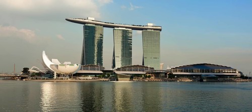 SINGAPORE, MAY 6: The Marina Bay Sands complex on sunset on May 6, 2011 in Singapore. Marina Bay