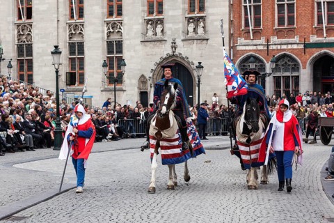 BRUGES, BELGIUM, MAY 17: Annual Procession of the Holy Blood on Ascension Day. Locals perform an