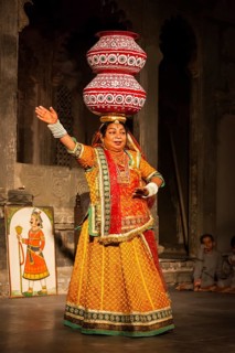 UDAIPUR, INDIA, NOVEMBER 24: Bhavai performance, famous folk dance of Rajasthan state of India.