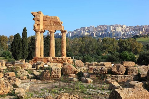 In the Parco Valle dei Templi di Agrigento, Unesco World Heritage Site, remains of the ancient city