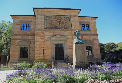 The Villa Wahnfried, Haus Wahnfried, former home of Richard Wagner, in front of it the bustle of