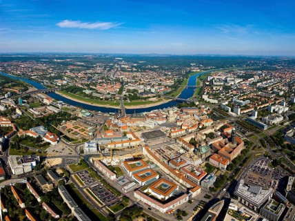 Aerial view of Dresden Old Town