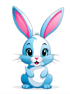 A simple cartoon Easter bunny with a white background, abstract illustration, AI generated
