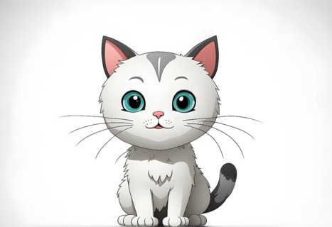 A simple cartoon cat with a white background, AI generated