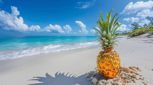 Tropical beach vacation on a scenic sand ocean shore coastline in Caribbean islands, AI generated