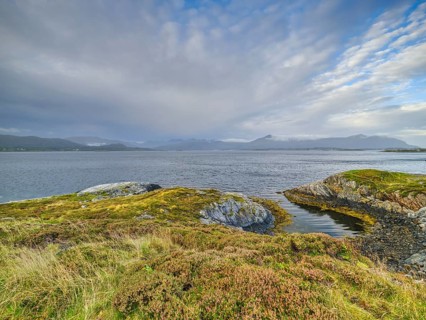 View of the surrounding mountains along the Atlantic Road, part of the Atlantic Road,