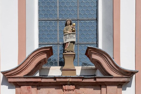 Detail of the entrance portal of the parish church of St. John the Baptist, built in 1475 as a