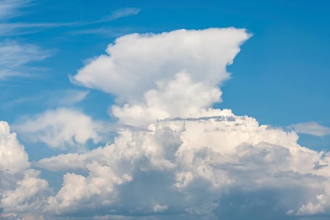 Cumulonimbus, thundercloud against blue sky, Germany, Europe