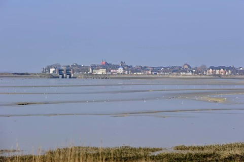 Bay of the Somme and view over the village Le Crotoy, Picardy, France, Europe