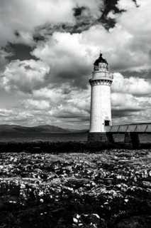 Rubha nan Gall in Black and White, Tobermory Lighthouse, Tobermory, Isle of Mull, Scotland, UK