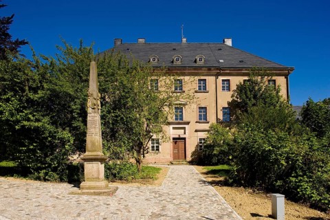 Grünhain former monastery with Saxon postcode column