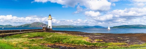 Panorama of Rubha nan Gall, Tobermory Lighthouse, Tobermory, Isle of Mull, Scotland, UK