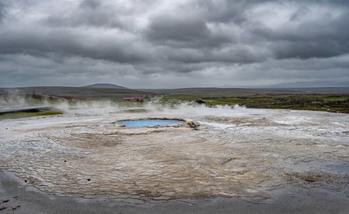 Steaming hot spring, Hveravellir geothermal area, Icelandic Highlands, Suðurland, Iceland, Europe