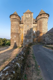 Bousquet castle from the 14th century, classified as a historical monument. Montpeyroux, Aveyron,