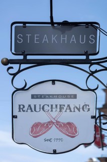 Nose sign from a steakhouse, Erlangen, Middle Franconia, Bavaria, Germany, Europe