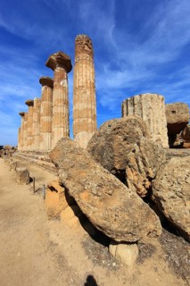 In the Parco Valle dei Templi di Agrigento, Unesco World Heritage Site, remains of the ancient city