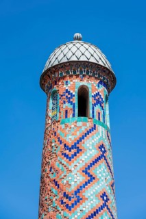 Minaret at Uzgen Bazaar, Ösgön, Osh region, Kyrgyzstan, Asia