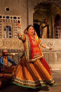 UDAIPUR, INDIA, NOVEMBER 24: Bhavai performance, famous folk dance of Rajasthan state of India.