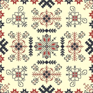 Traditional Latvian embroidery seamless pattern, vector illustration